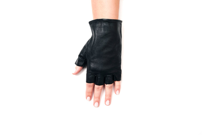 100% Italian Leather Half Finger Driving Gloves Sun Protection