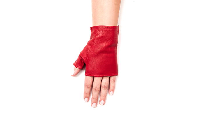 100% Italian Leather Fingerless Driving Gloves Sun Protection