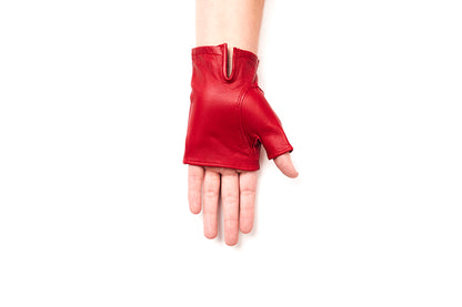 100% Italian Leather Fingerless Driving Gloves Sun Protection